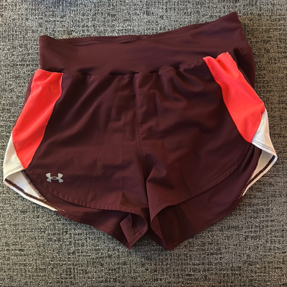 Under Armour Women's Maroon and Coral Athletic Shorts